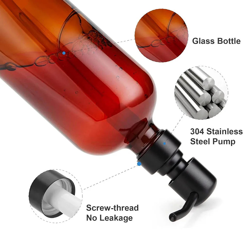 Ovelle Amber Glass Soap Dispenser | 500ml with Black Pump