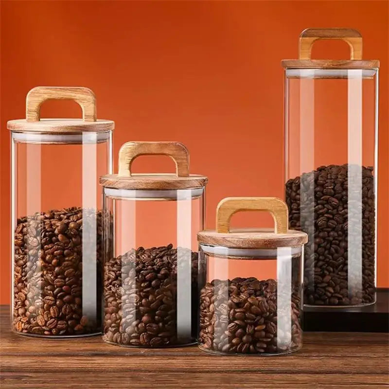 Ovelle Bamboo Lid Glass Canister | Airtight Kitchen Storage Jar