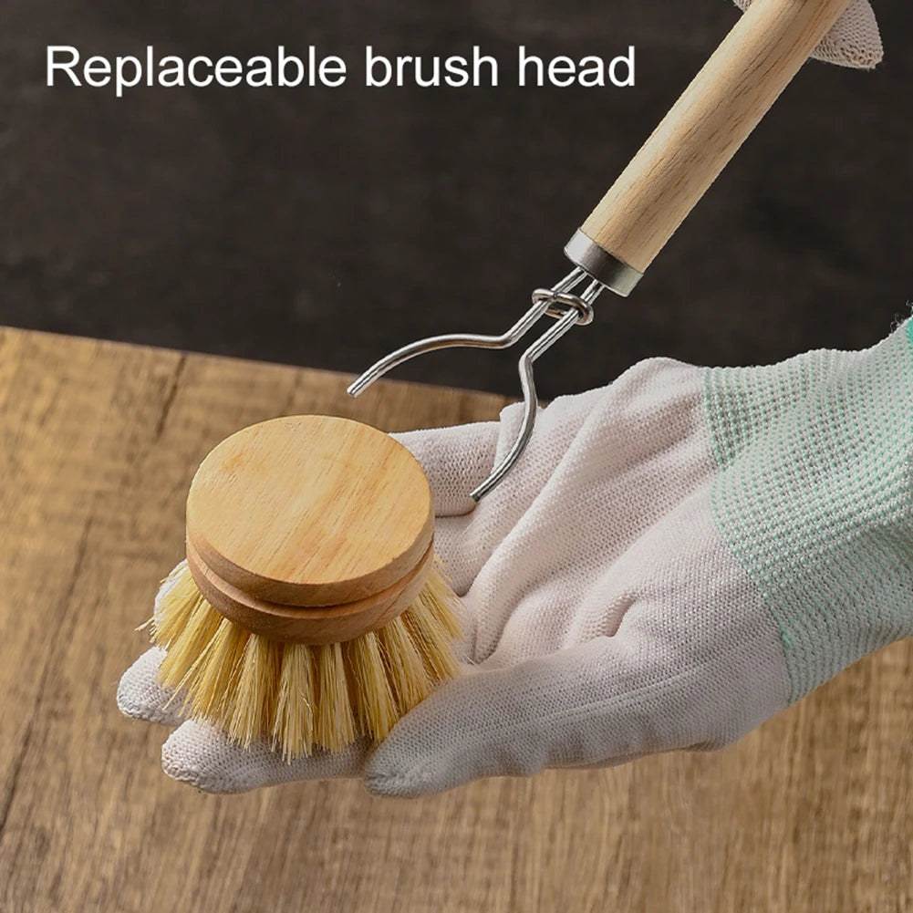 Ovelle Wooden Dish Brush | Natural Handle Pot & Pan Scrubber