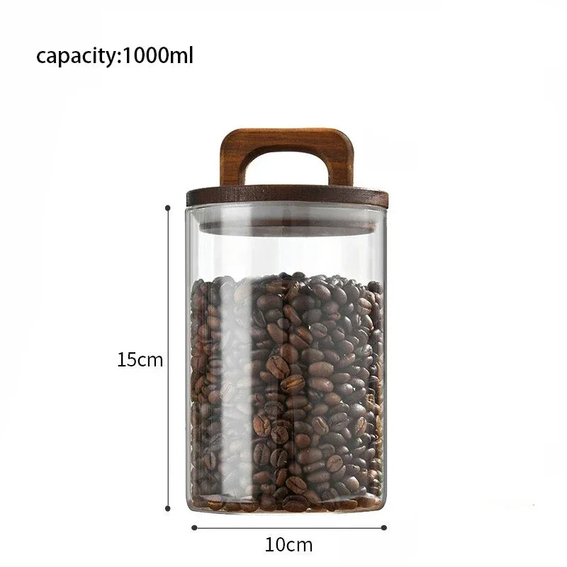Ovelle Bamboo Lid Glass Canister | Airtight Kitchen Storage Jar