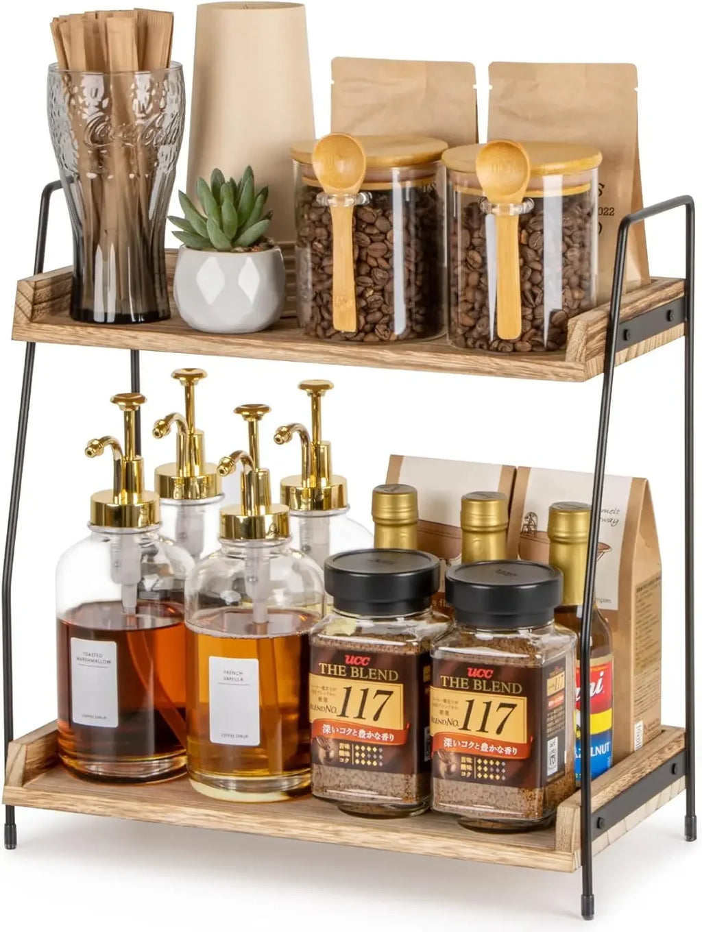 Ovelle Wooden Coffee Bar Organizer | Countertop Coffee Station